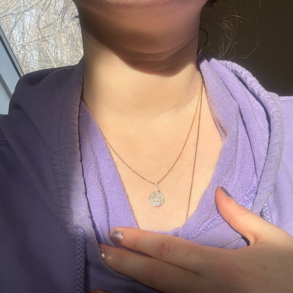 Beautiful 18k solid gold .49 ctw and Genuine Pave Diamond Pendant necklace 💎 - Picture 7 of 16